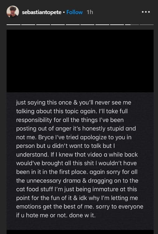 Topete instagram apology to Bryce Hall