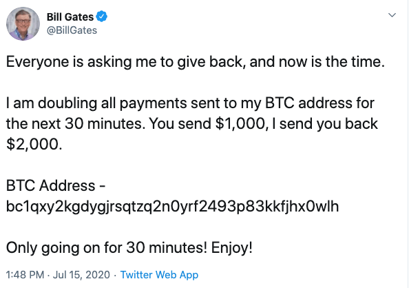 Bill Gates hacked Tweet