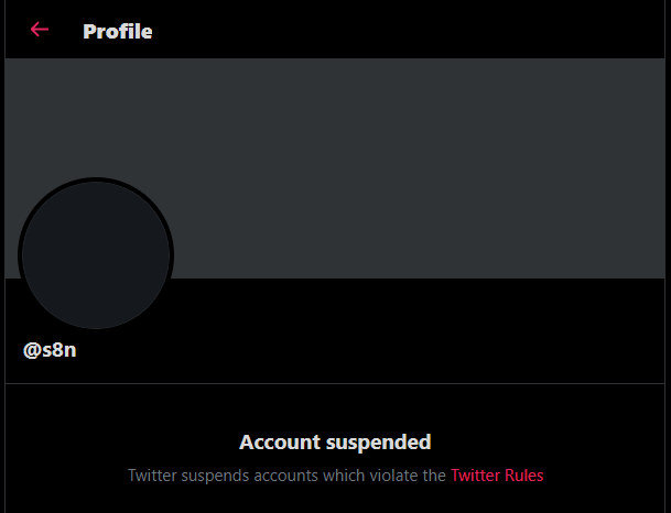 s8n Banned on Twitter