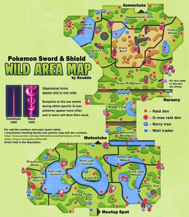 Pokemon Sword Shield Gigantamax Den Map
