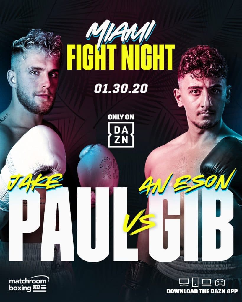 The official Jake Paul vs AnEsonGib fight poster.