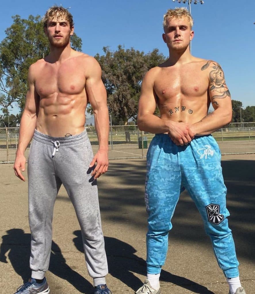 Jake Paul and Logan Paul pose shirtless, because why not.