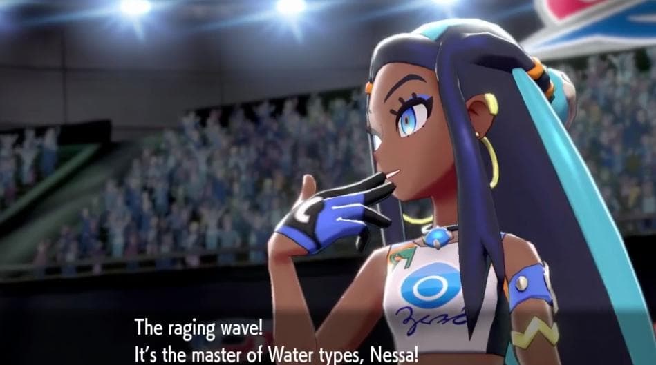 Nessa walks onto the pitch in Pokemon Sword and Shield