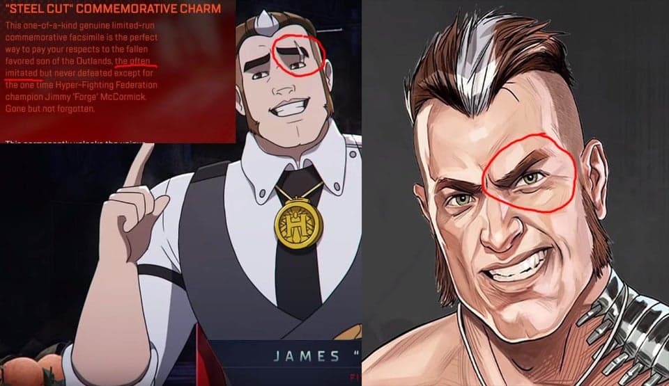 Forge from Apex Legends with a cut in his eyebrow