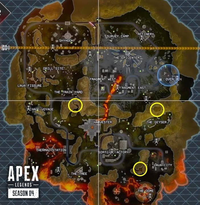 Loot vault locations on Apex Legends map
