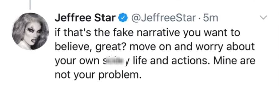 Jeffree Star deleted tweet fan response