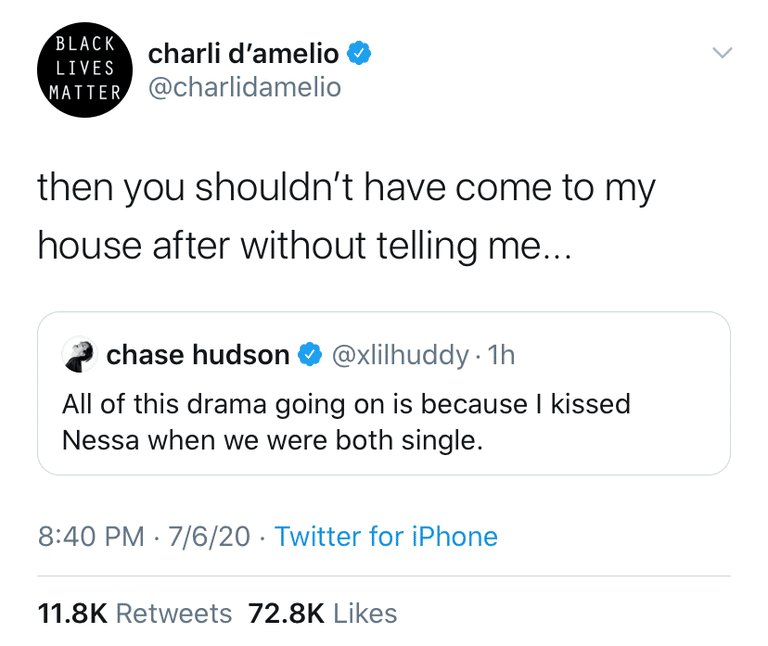 Charli D'Amelio deleted Tweet Chase Hudson