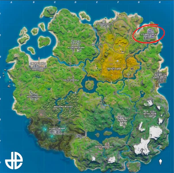 Fortnite map with Steamy Shacks