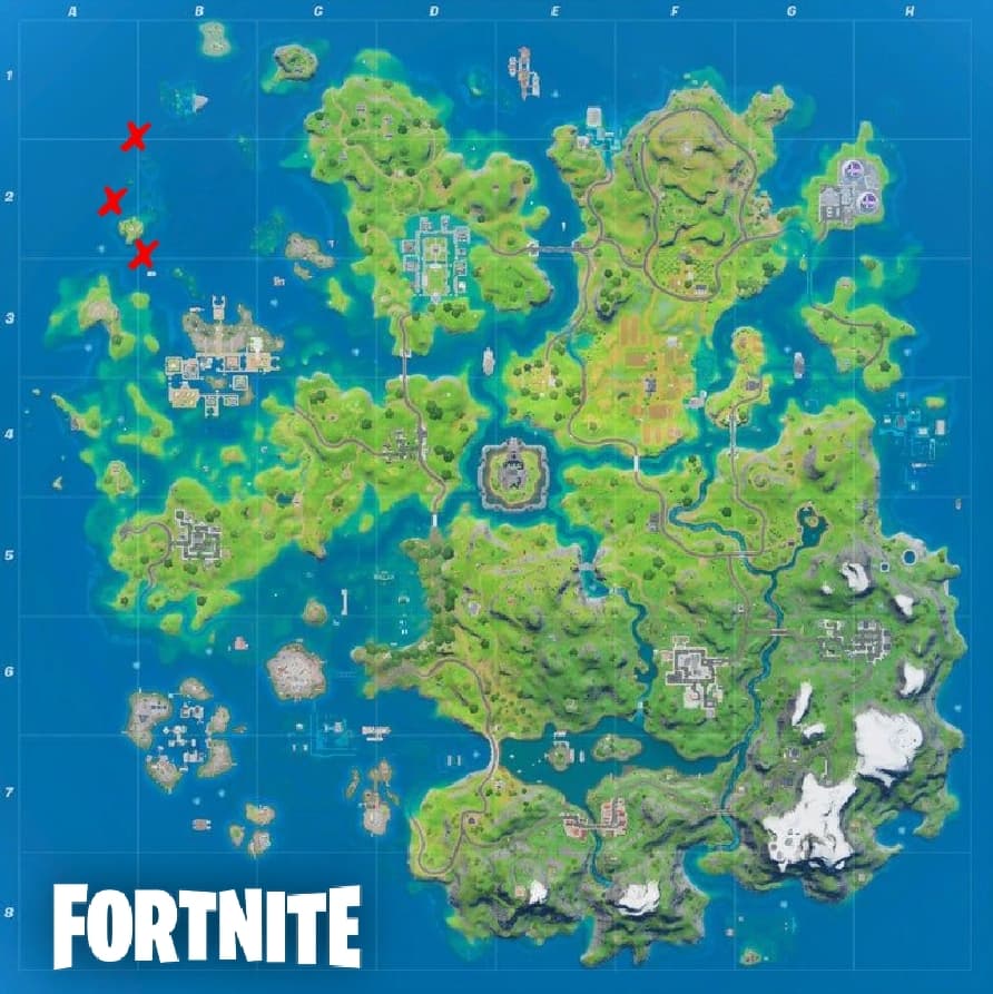Aquaman trident locations on Fortnite map