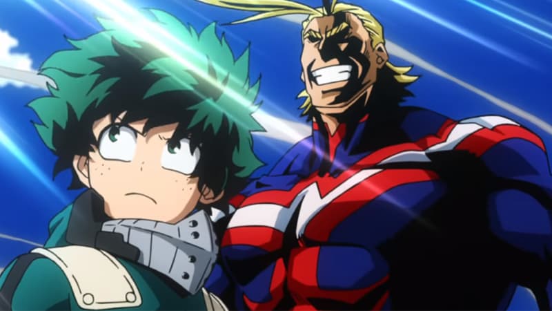All Might standing with Deku