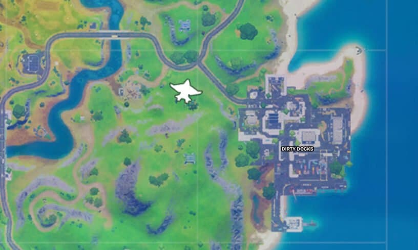 Fortnite map with quinjet icon