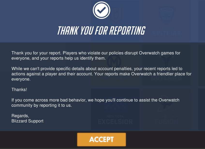 Overwatch report message