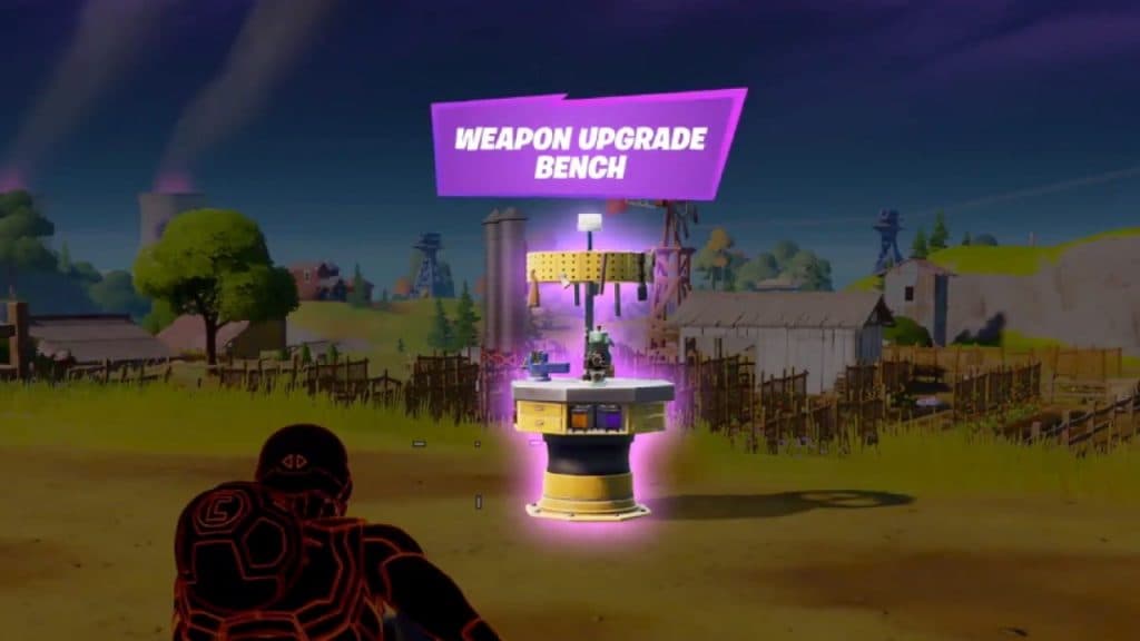 Fortnite player approaching a Weapon Upgrade Bench