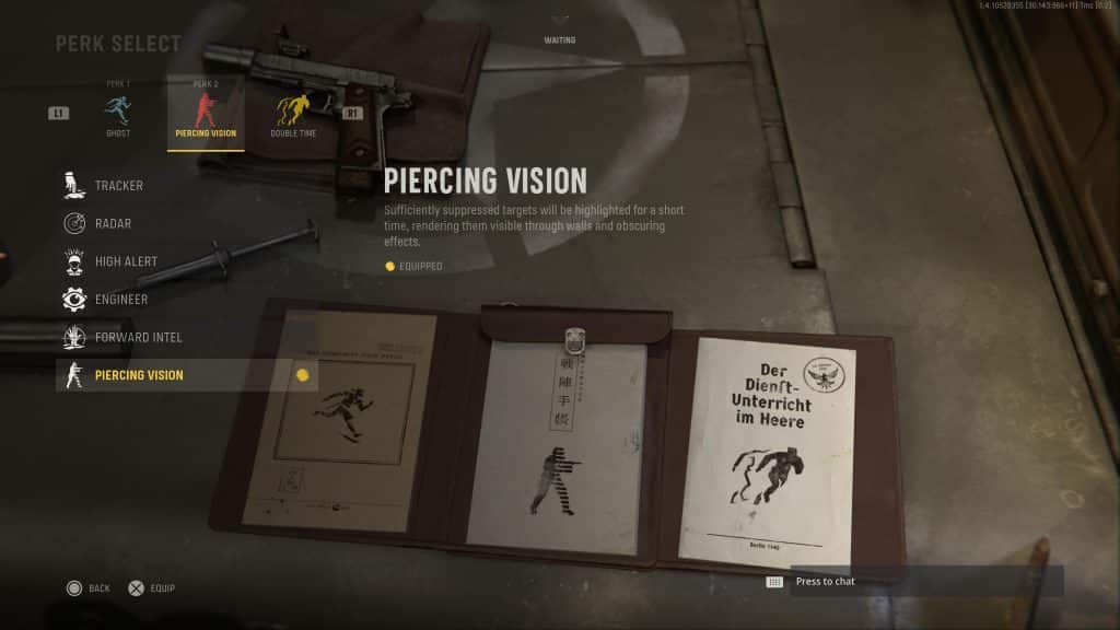 A screenshot of the Piercing Vision Perk in CoD Vanguard