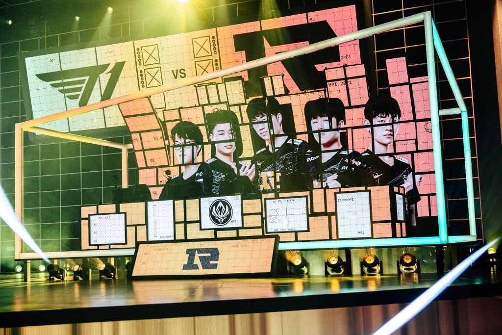 RNG player images on stage at MSI 2022