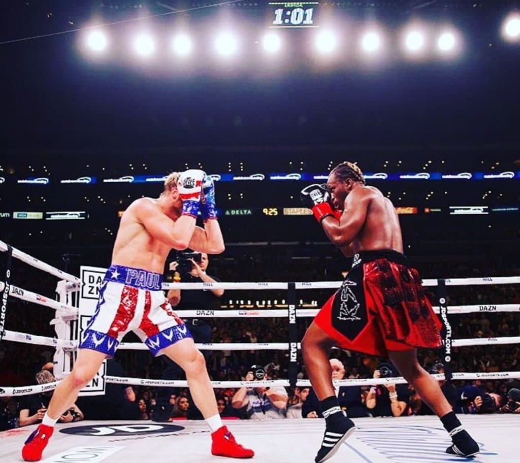 Logan Paul and KSI boxing in Los Angeles in November 2019.