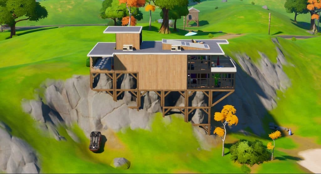 Fortnite's Fancy View house sitting on a cliff.
