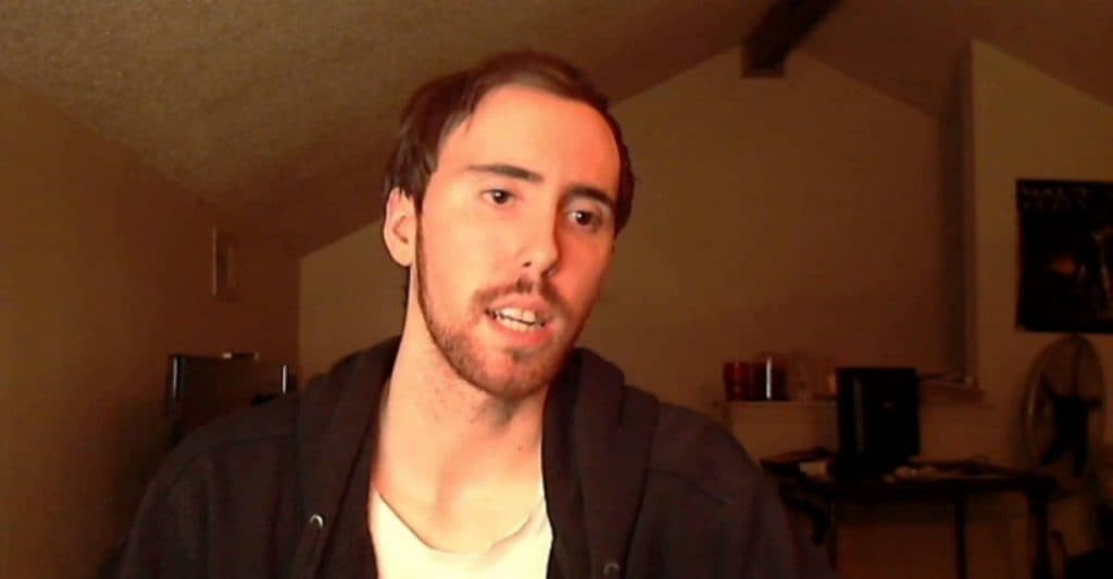 Asmongold streaming on Twitch. 