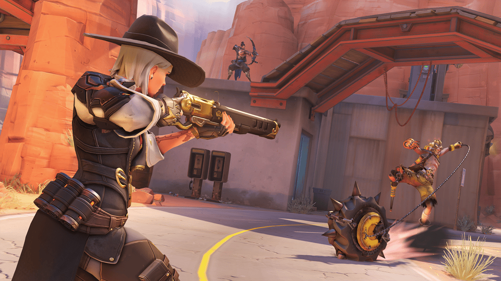 Ashe fights Junkrat on Route 66