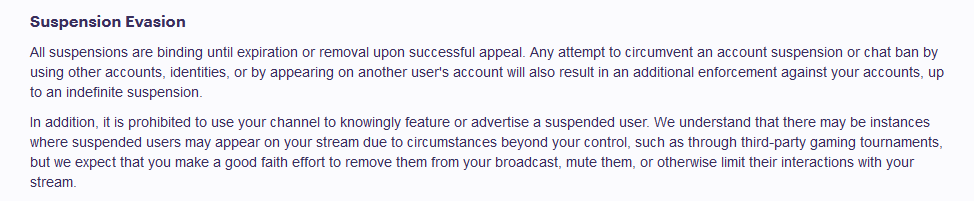 Twitch's newest rules on banned streamers