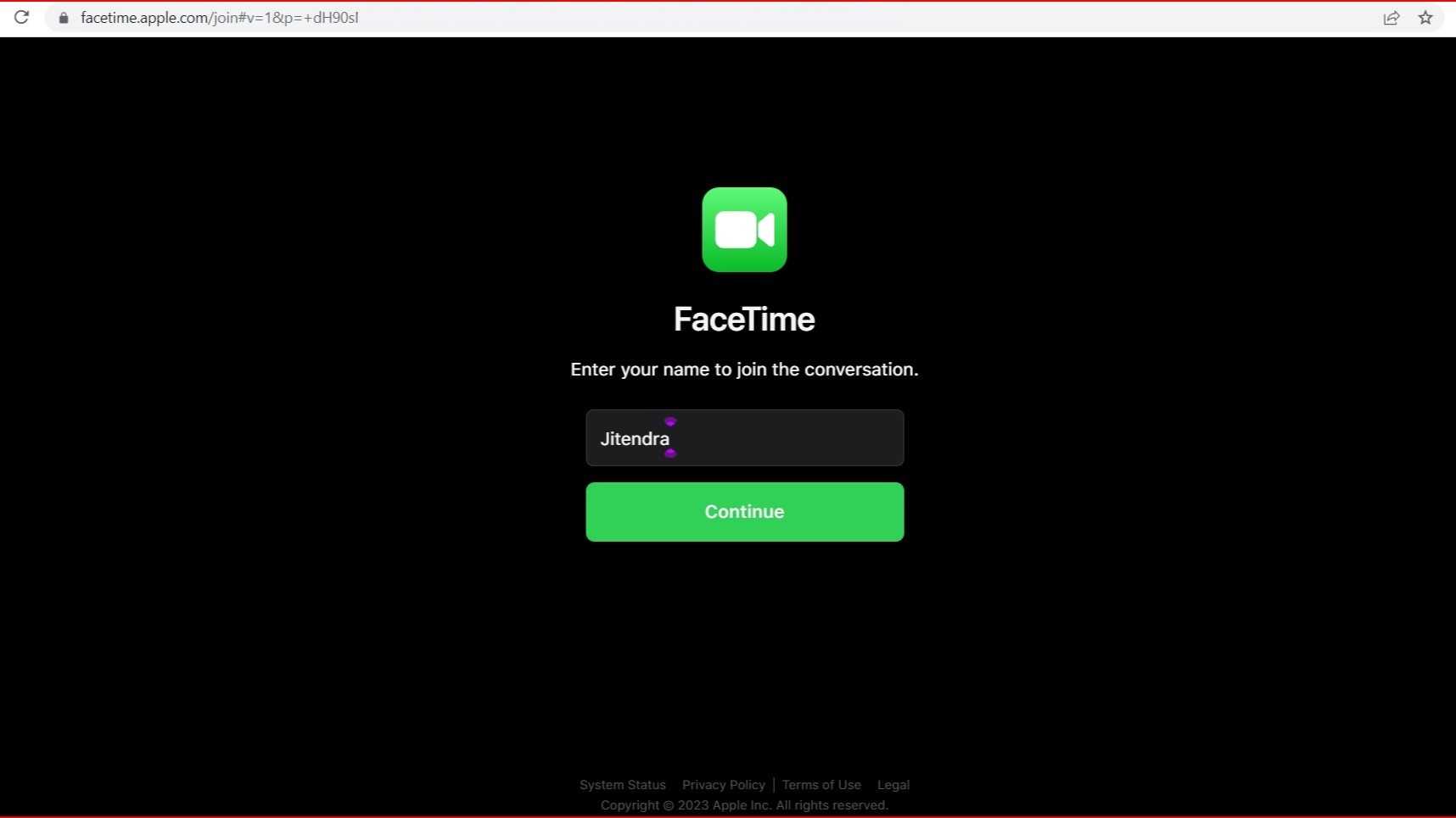 Joining FaceTime call on Windows PC