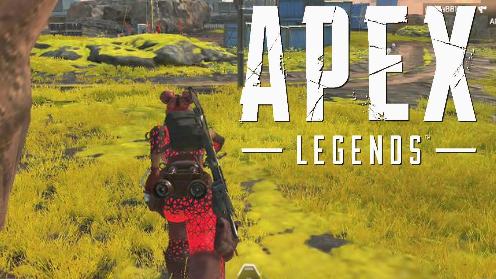 Lifeline running across grass in Apex Legends third person mode