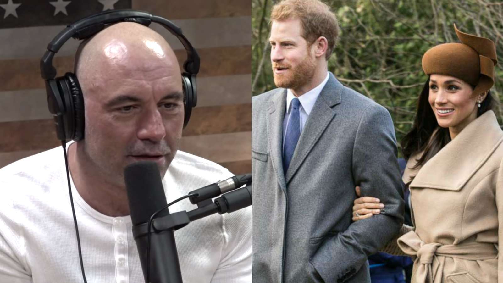Joe Rogan on YouTube podcast discussing Prince Harry and Meghan Markle leaving Royal Family