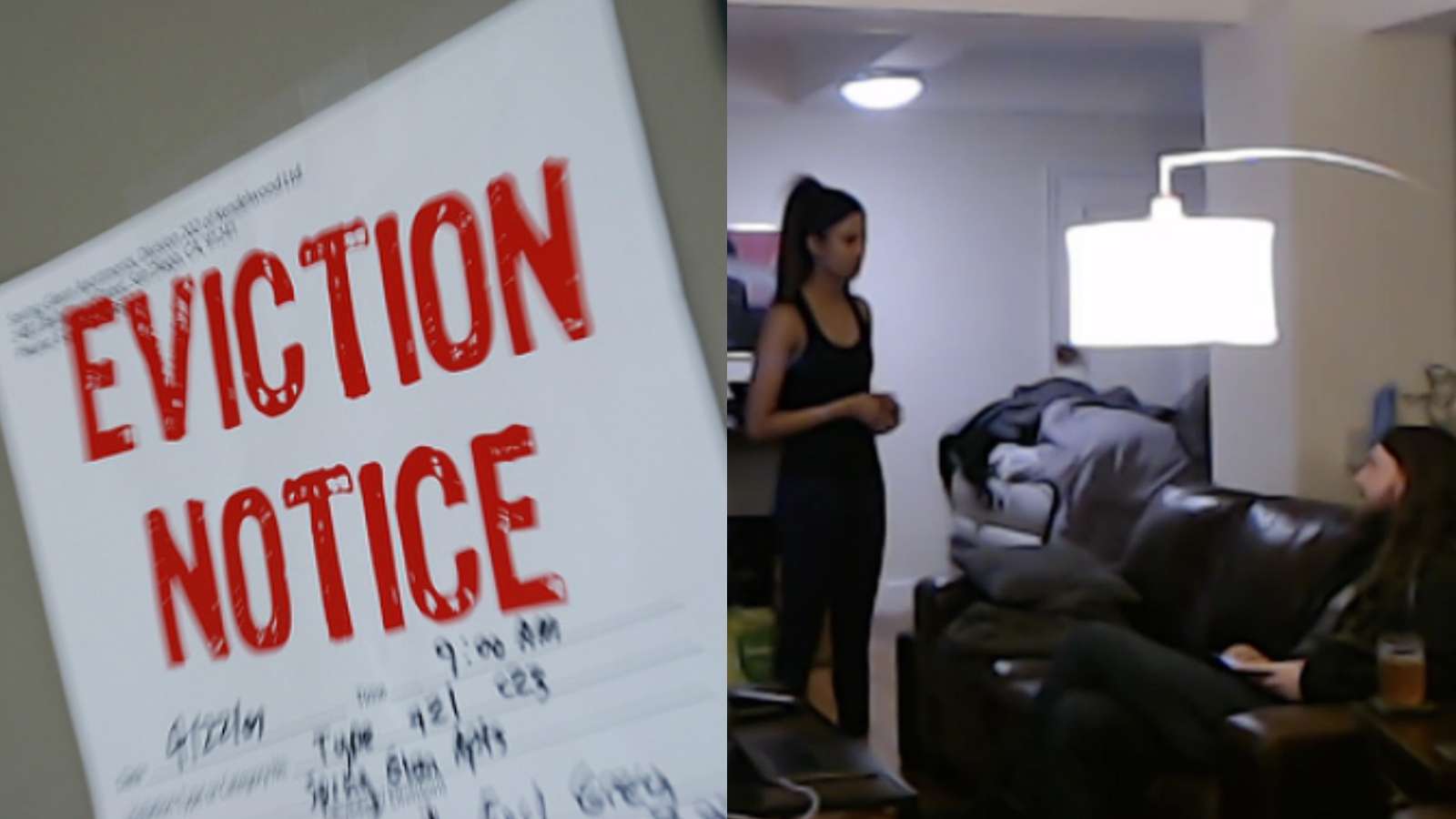 Streamer evicting roommate with an eviction sign