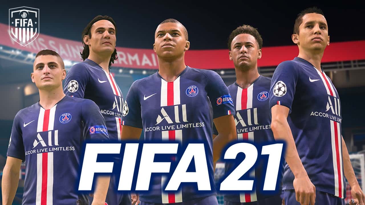 PSG team with FIFA 21 logo