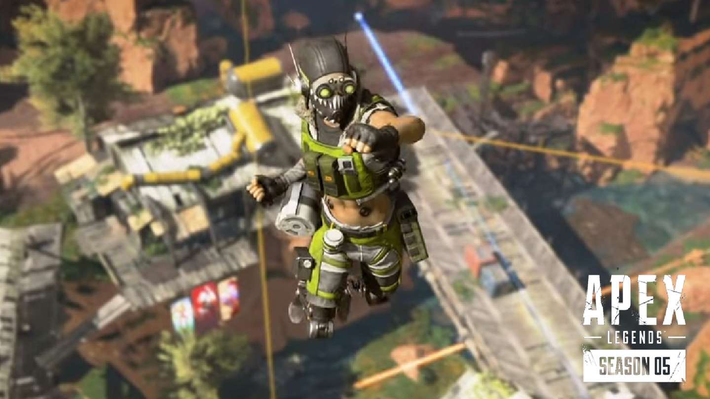 Octane using a jump pad in Apex Legends