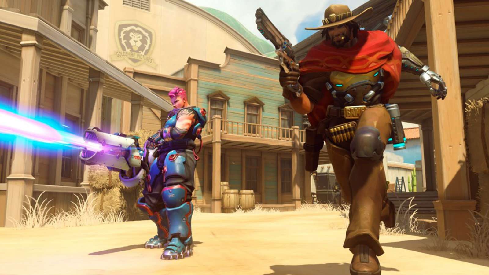 McCree and Zarya attack Hollywood in Overwatch