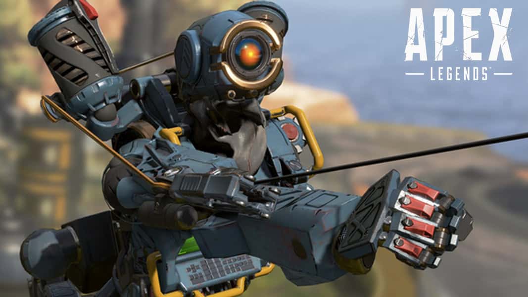 Pathfinder using a grapple hook in Apex Legends