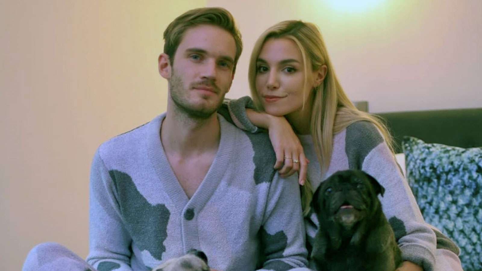 pewdiepie and marzia with their dogs