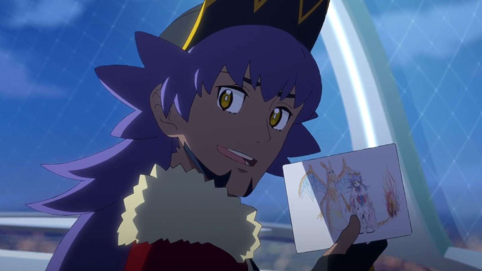 leon holding drawing pokemon