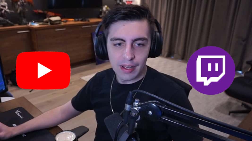 Shroud with YT and Twitch logos