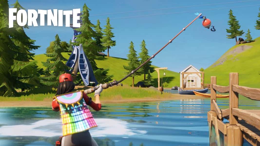 Female Fortnite character with a fishing rod