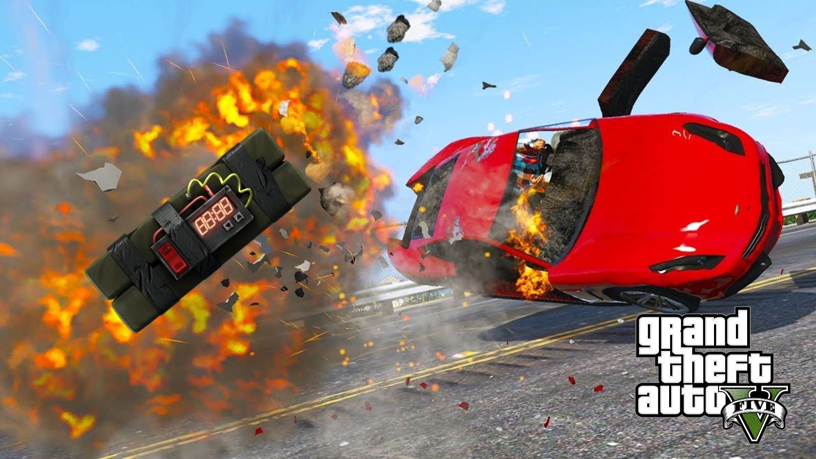 GTA V sticky bomb exploding car