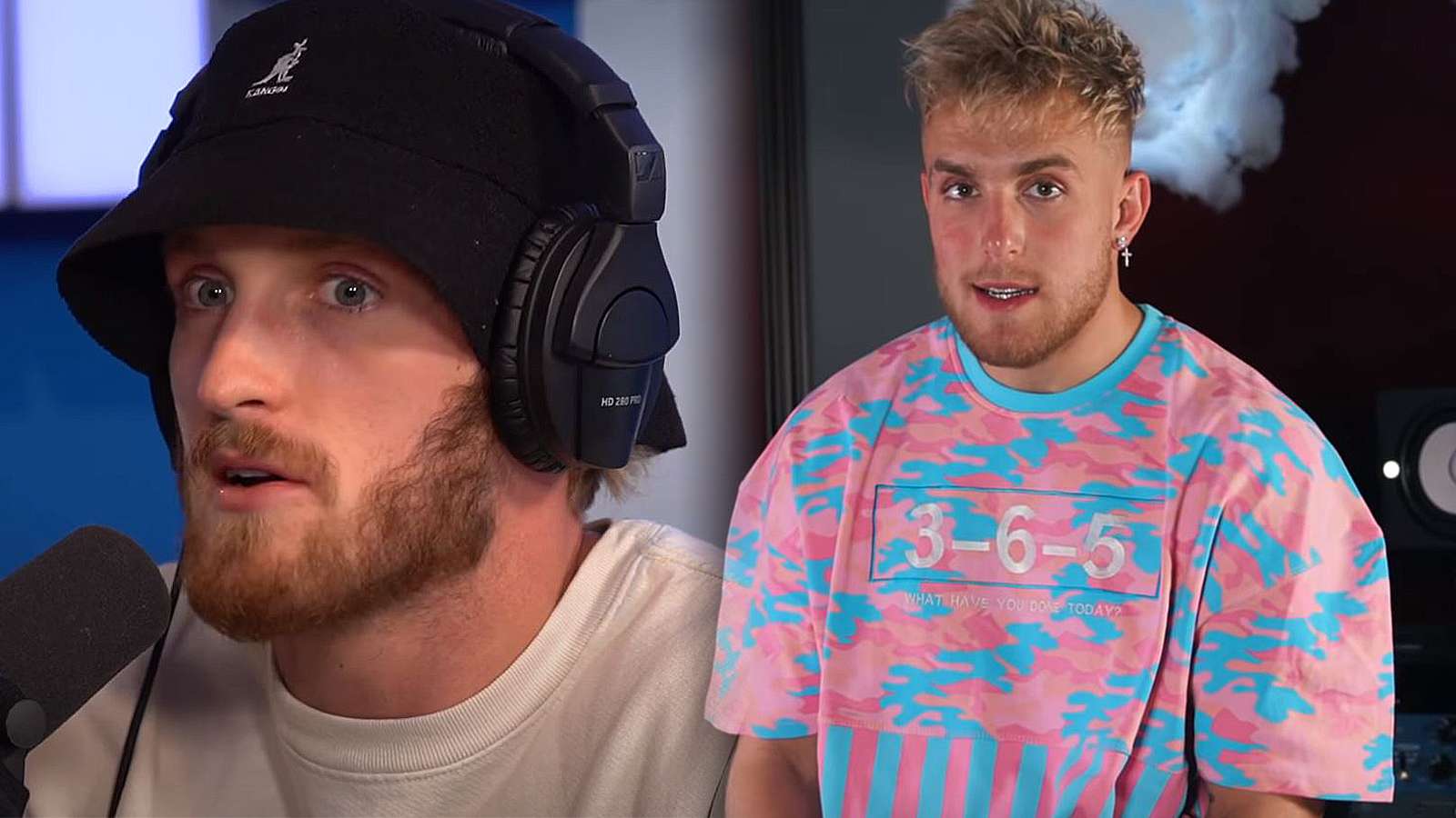 Logan Paul and Jake Paul talk to the audience.