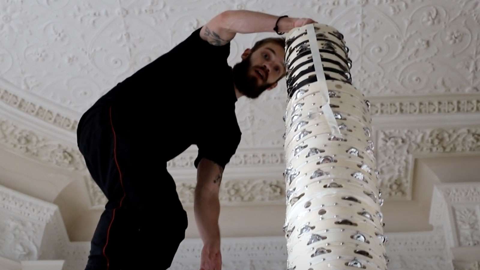 pewdiepie with tambourine tower