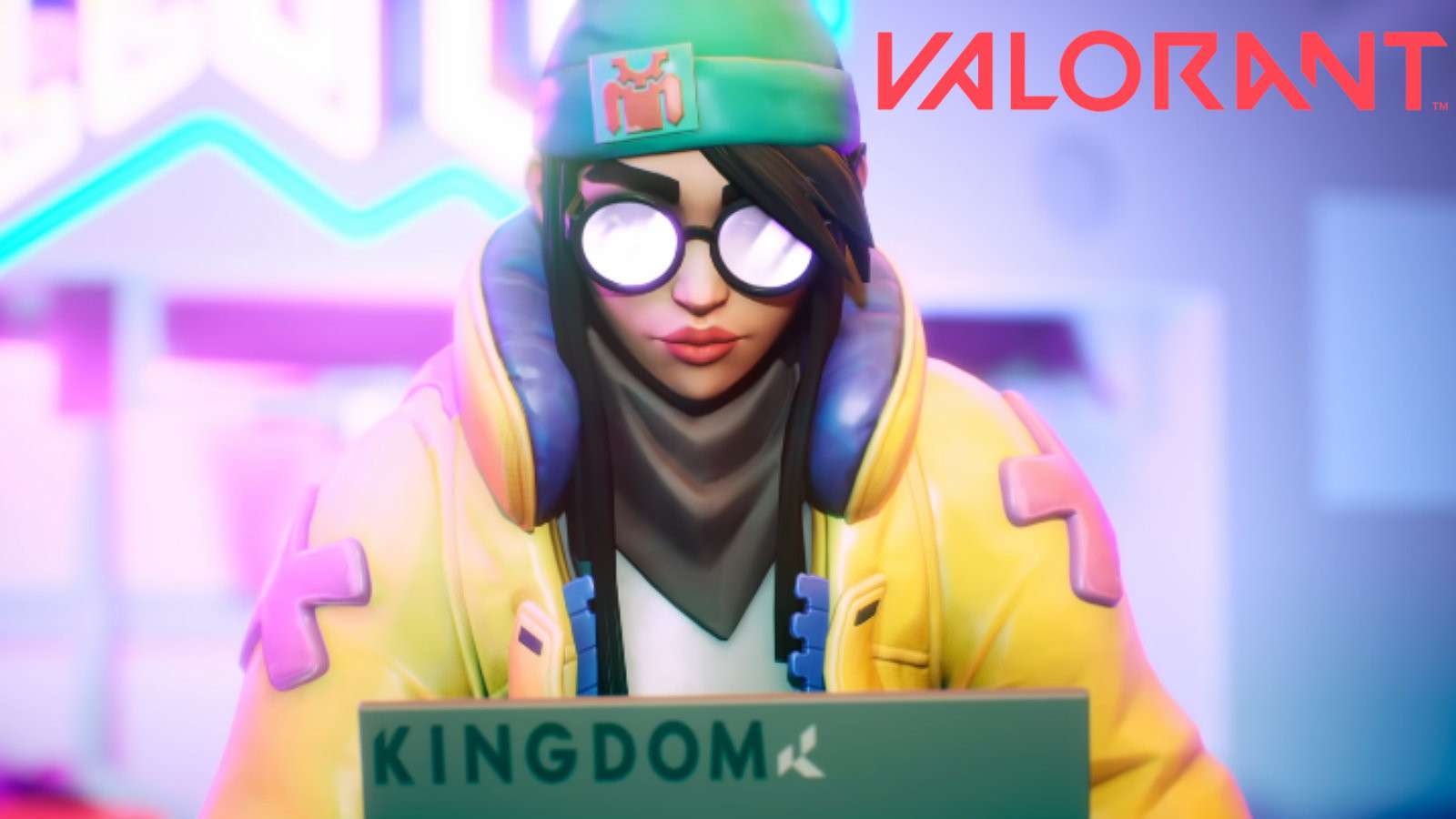Valorant's Killjoy sits at her computer