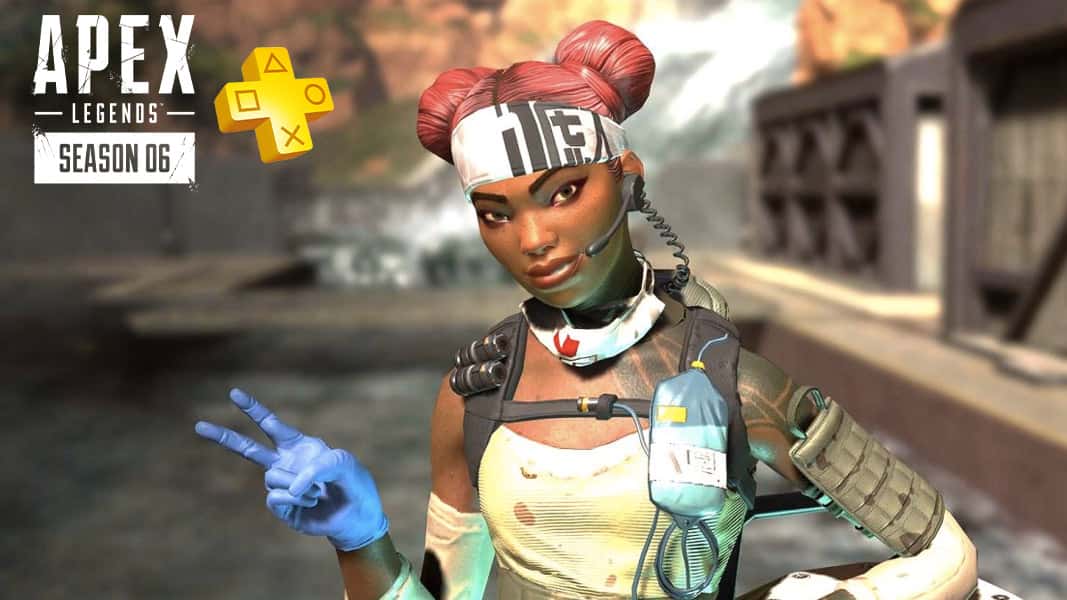 Lifeline from Apex Legends with the PS Plus logo
