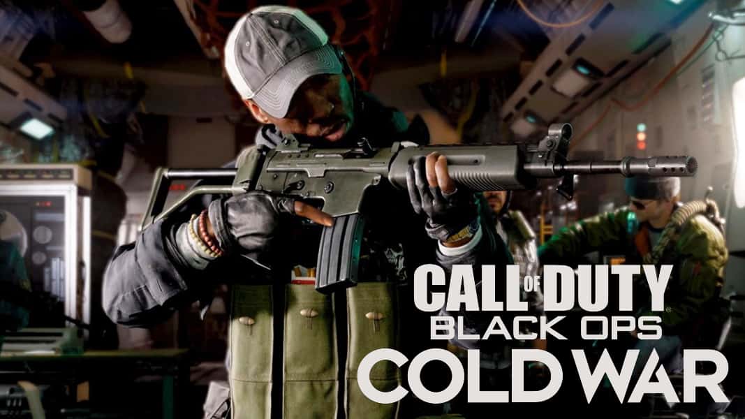Black Ops cold War character holding a gun