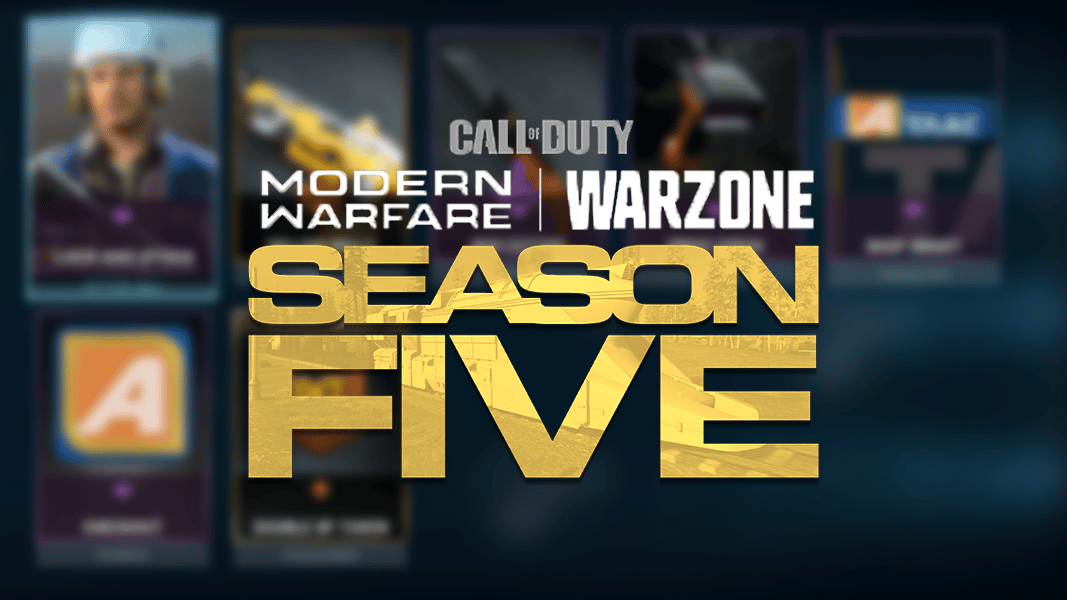 Warzone season 5 logo over blurred in-game rewards