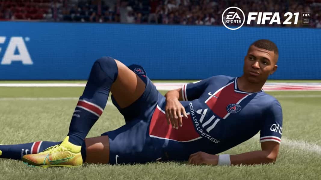 Kylian Mbappe laying down in FIFA 21
