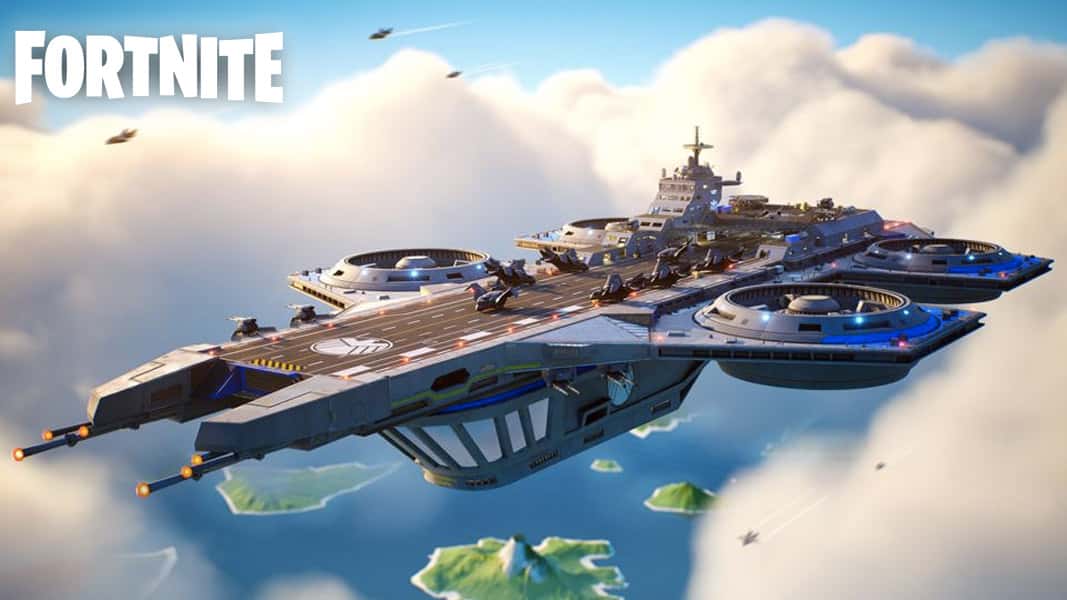 The helicarrier in Fortnite