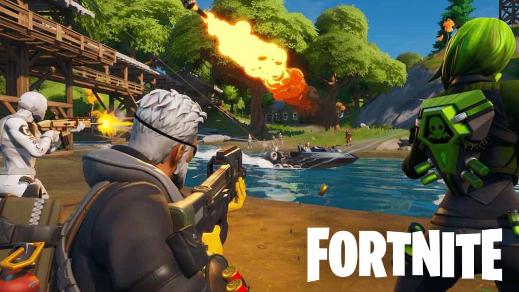 fortnite characters shooting at a boat