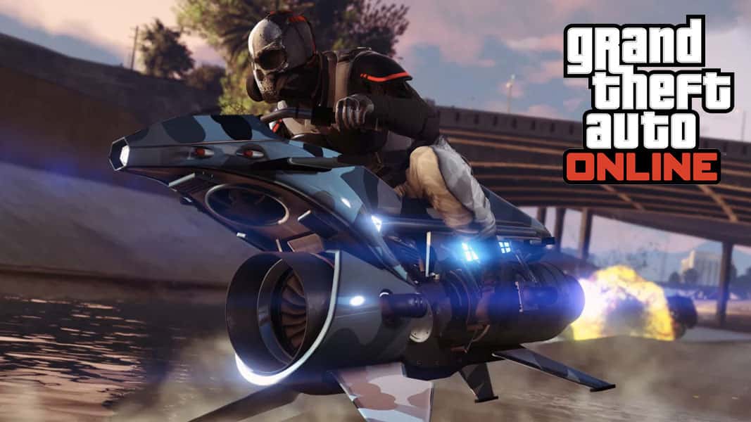 GTA Online character riding on a hoverbike