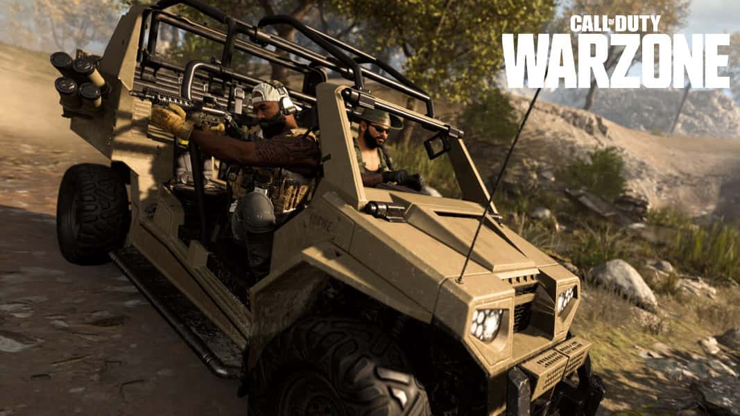 Warzone vehicle with players shooting out of the side