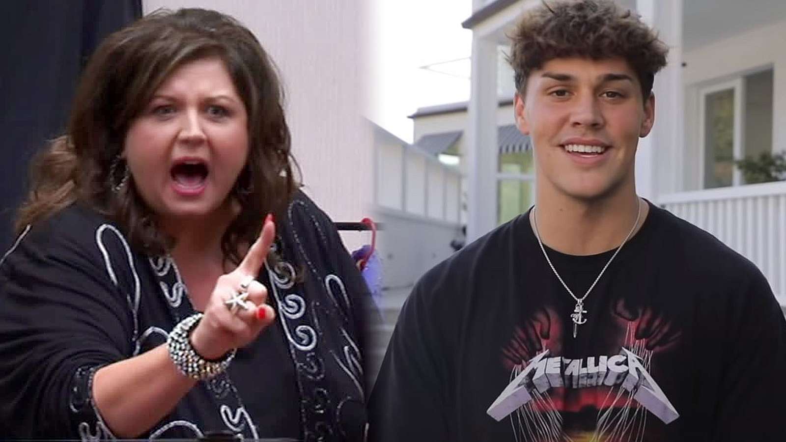 Abby Lee Miller is showing yelling next to a photo of Noah Beck.
