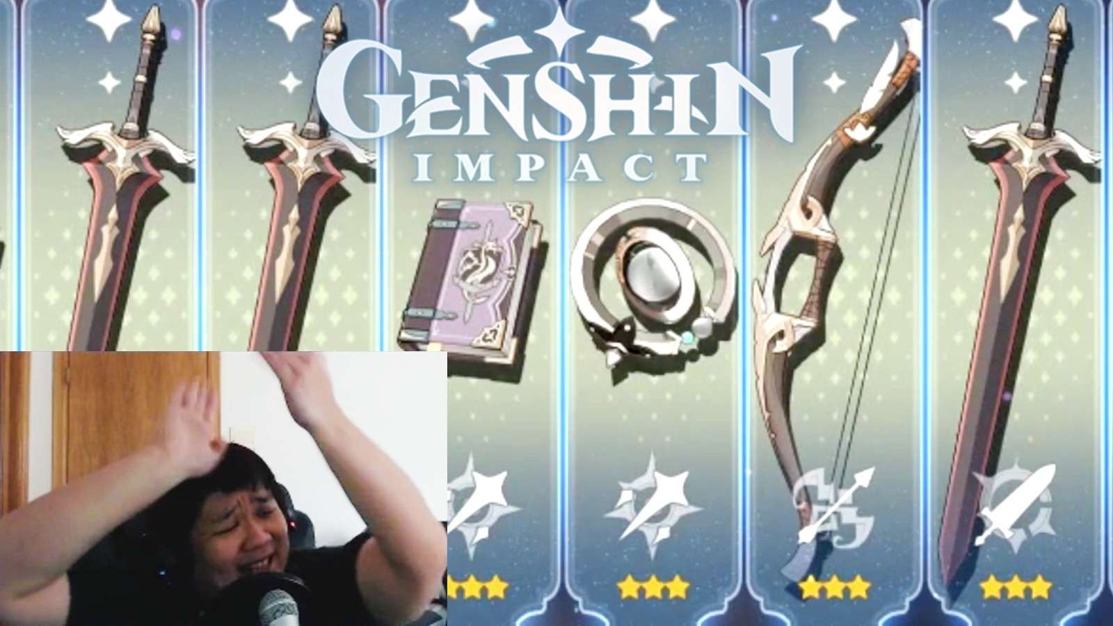 Lucky streamer celebrates great Genshin Impact wish pull